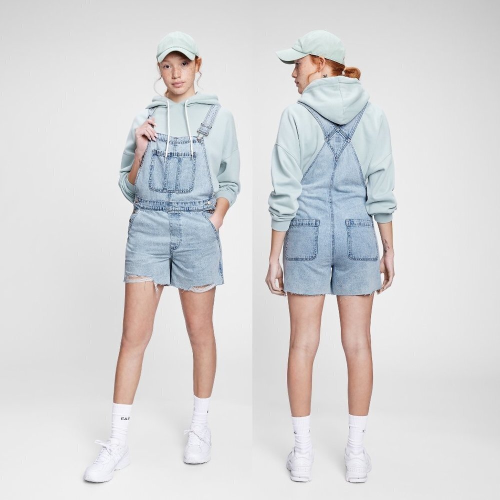 GAP Light Blue Denim Jean Short Overalls